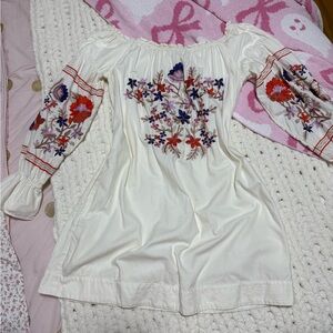 Free People Embroidered Off-Shoulder Dress